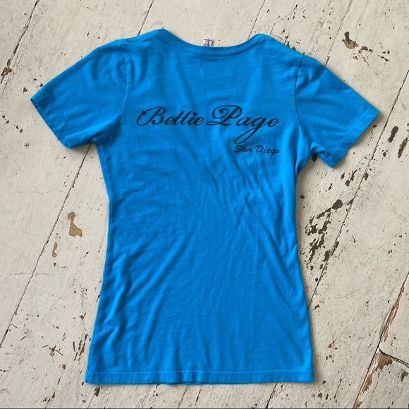 Betty Page San Diago Alstyle Apparel Blue T Shirt Tee Small - Picture 2 of 10